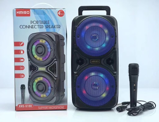 Loa xách tay bluetooth karaoke TWS chất lượng cao Kimiso KMS-6188 kèm micro tiện lợi du lịch hỗ trợ hội họp giảng dạy