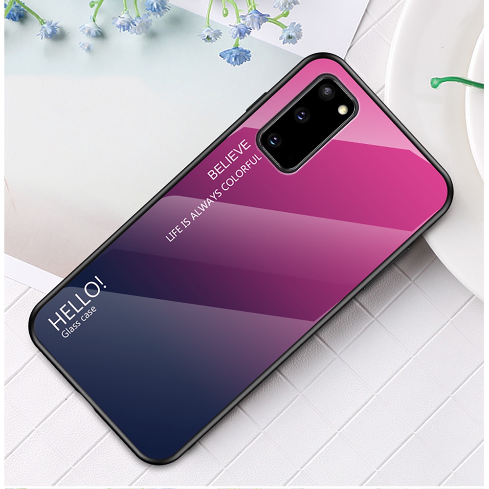 Ốp điện thoại cường lực khung silicone cho Samsung Galaxy S20 FE S20 Ultra S20 Plus Note 20 Ultra M51 M31S
