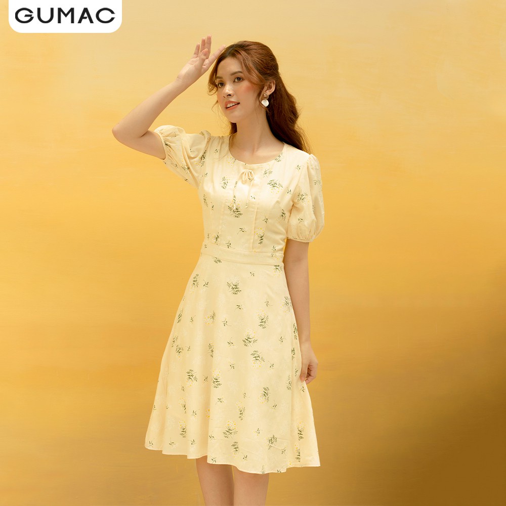 Đầm hoa tay phồng chun DA1090 GUMAC