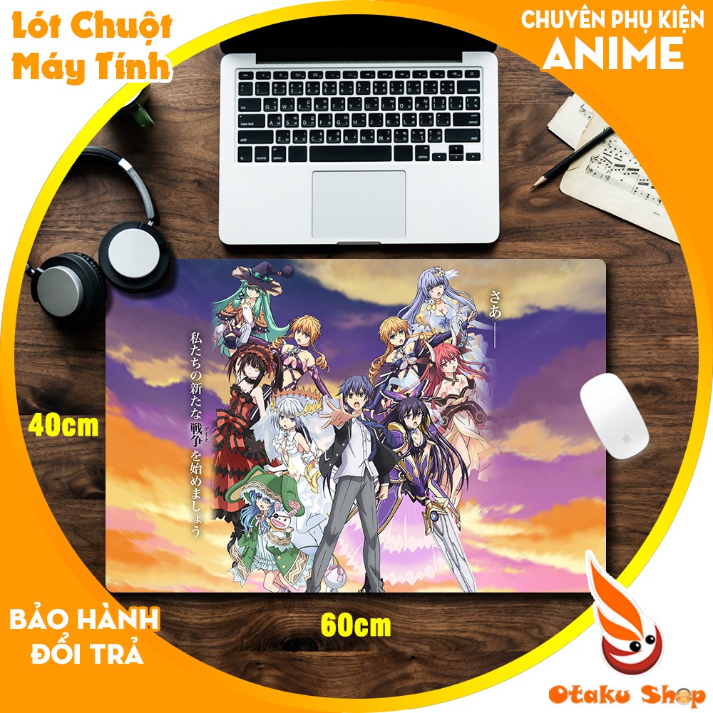 { Mouse pad cỡ lớn } Lót chuột Anime Date A Live chất liệu cao su dùng để trên bàn di chuột chơi game kích thước 60x40cm