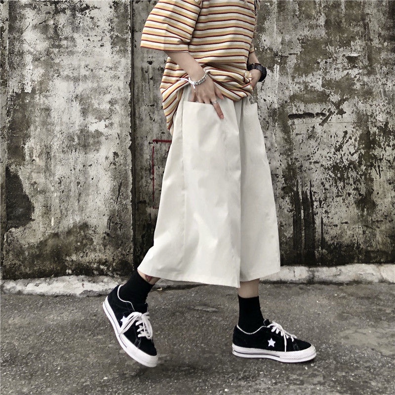 Quần ống rộng Màu Đen Phong Cách Đường Phố Nhật Bản Thời Trang Mùa Hè Dành Cho Nam 2022