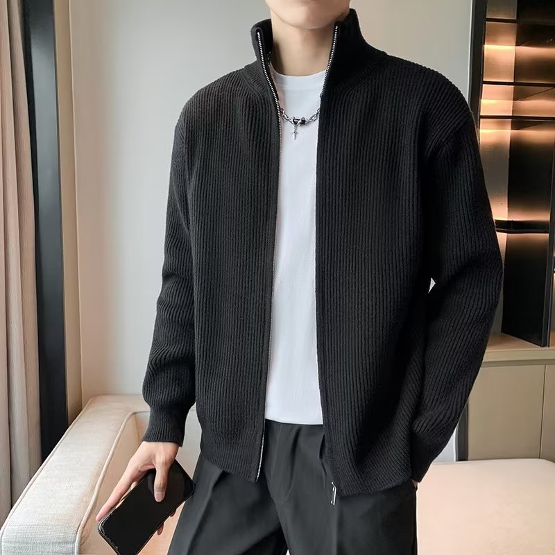Áo Khoác Sweater Dệt Kim Cổ Lọ 9.9 Phối Khóa Kéo Kiểu Hàn Quốc Cá Tính Cho Nam