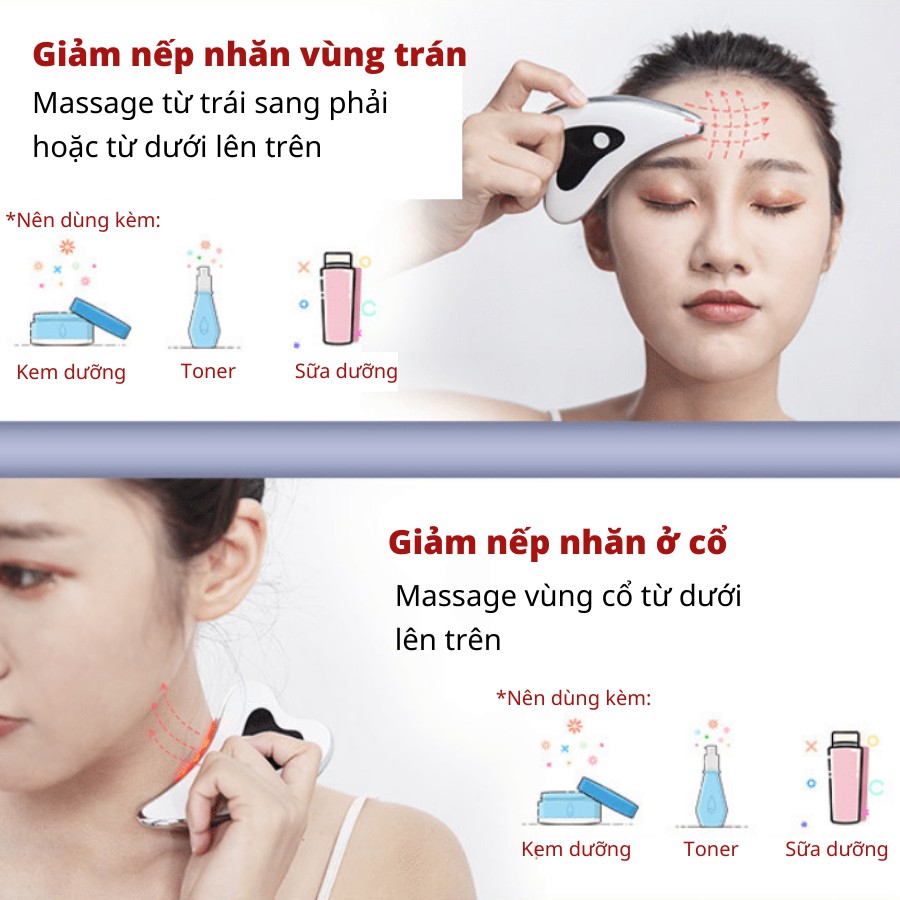 Máy massage mặt Beauty Massager [Kết hợp rung điện từ &amp; Ion hồng ngoại nhiệt]