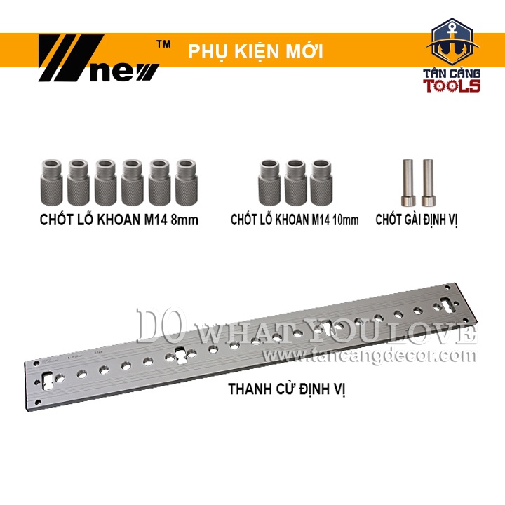 Bộ Ray Nối Dài Khoan Ốc Cam, Chốt Gỗ Wnew ( Bản Nâng Cấp Mới )