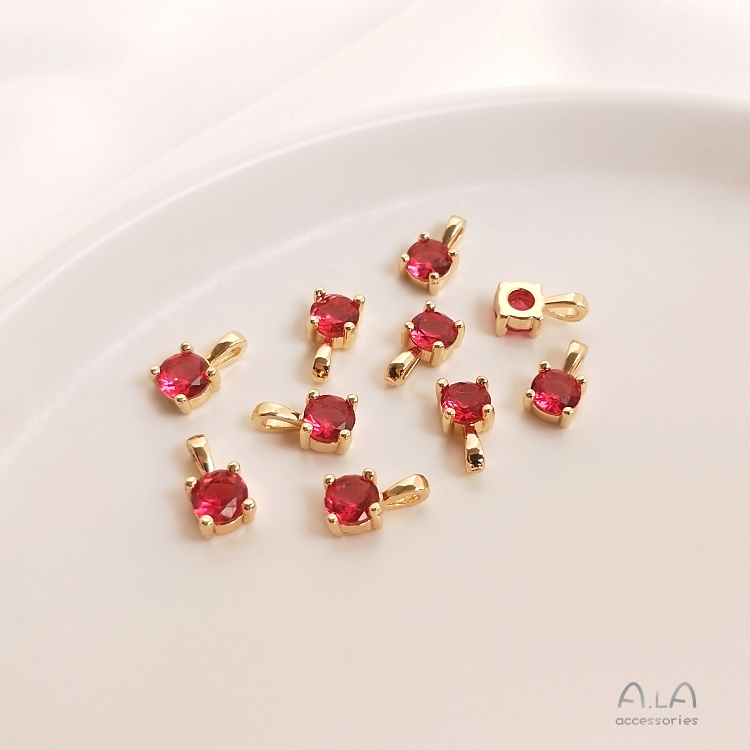 Mặt Dây Chuyền Thủ Công Đính Đá Zircon Nhỏ Mạ Vàng 14K Màu Sắc Lấp Lánh diy