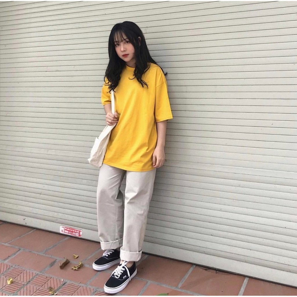 Áo Thun Trơn Oversize Vàng Tươi Unisex