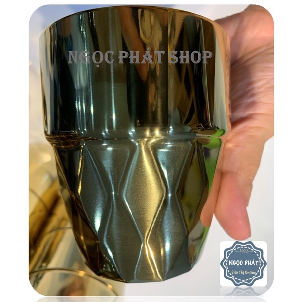LY INOX 304 CAO CẤP 350ML MẶT CẮT KIM CƯƠNG SIÊU ĐẸP, SIÊU SANG, MÀU VÀNG ĐỒNG
