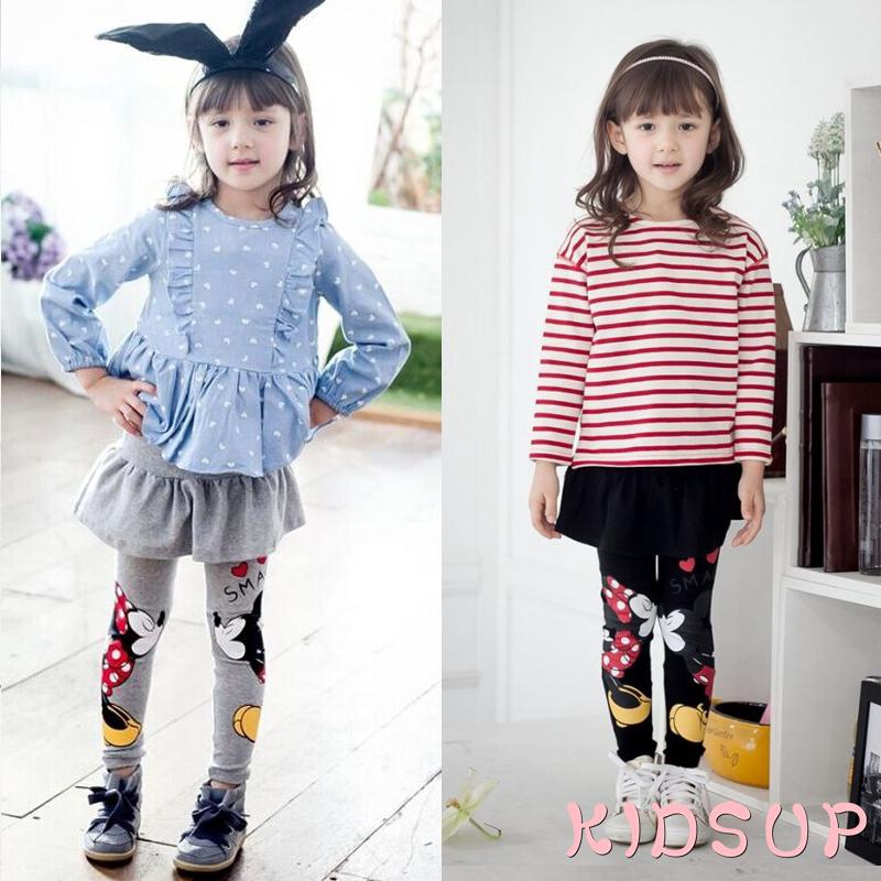 Quần Legging In Hình Chuột Mickey Minnie Dễ Thương Cho Bé Gái