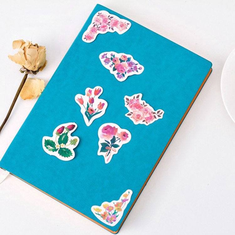 Miếng dán trang trí sổ tay hình bó hoa xinh xắn sáng tạo