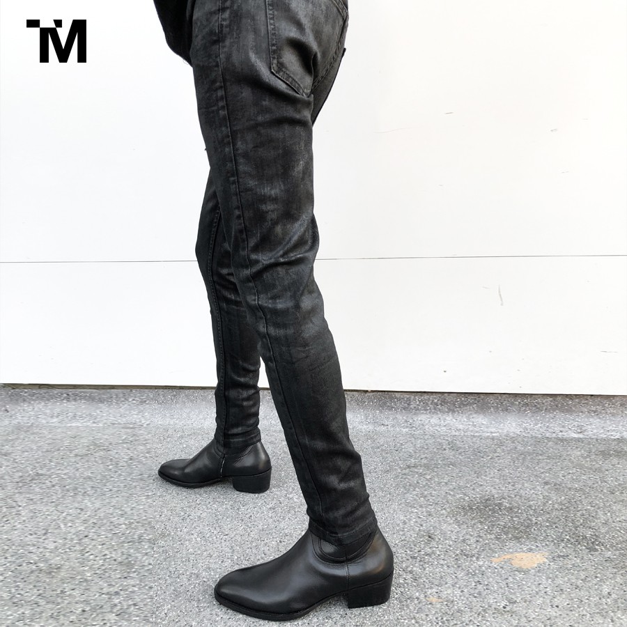 Quần Jeans Nam TARMOR Dáng Ôm Màu Đen Waxed Skinny Jeans In Waxed Black Denim