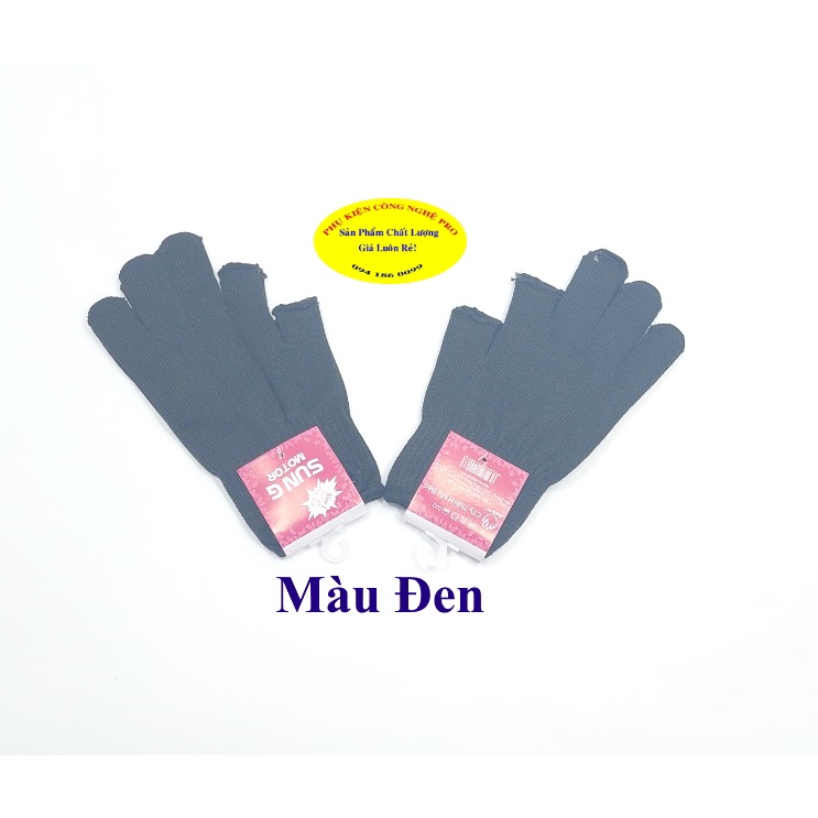 Găng tay len Bao tay len cho Nam Hở 2 ngón SUN G Motor Size L Giữ ấm Chống nắng Chống bụi Bảo vệ da tay Sản xuất tại VN