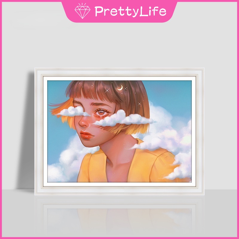 Bộ Tranh Đính Đá 5D Họa Tiết Cô Gái Độc Đáo DIY Dùng Trang Trí Nhà Cửa