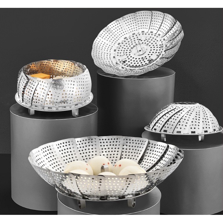 Vỉ Hấp Inox Cao Cấp, Xòe Cánh, 3 Chân Vừa Mọi Kích Thước