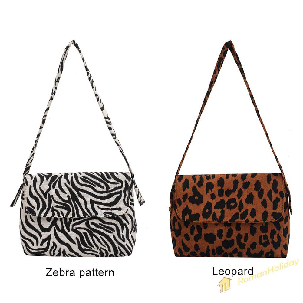 【On Sale】Women Zebra Leopard Print Shoulder Bag Canvas Casual Travel Handbag Totes