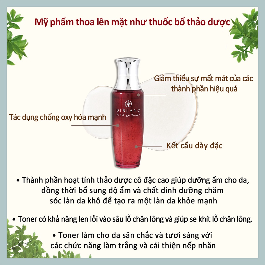 Toner Đông y Uy Tín 130ml  Prestige Toner 🔶 trắng da và chống nếp nhăn / Chống lão hóa / Dinh dưỡng / Độ đàn hồi / Dưỡng ẩm 🔶