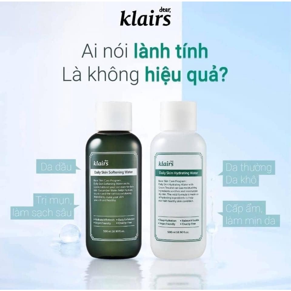 Nước Hoa Hồng Klairs Daily Skin Water - 500ml