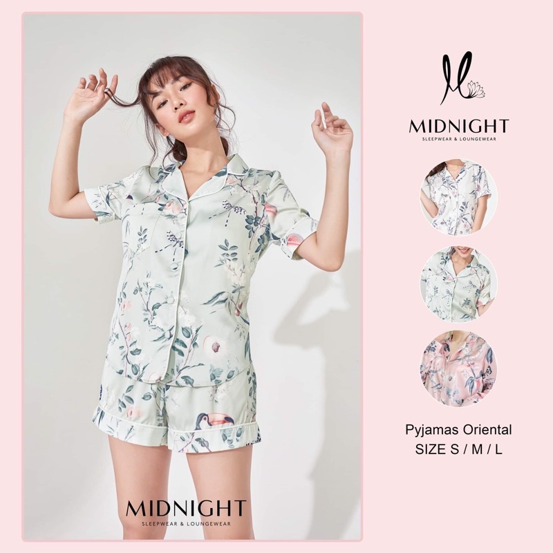 Đồ ngủ mặc nhà Pyjamas tay ngắn quần ngắn Oriental - Midnight Sleepwear