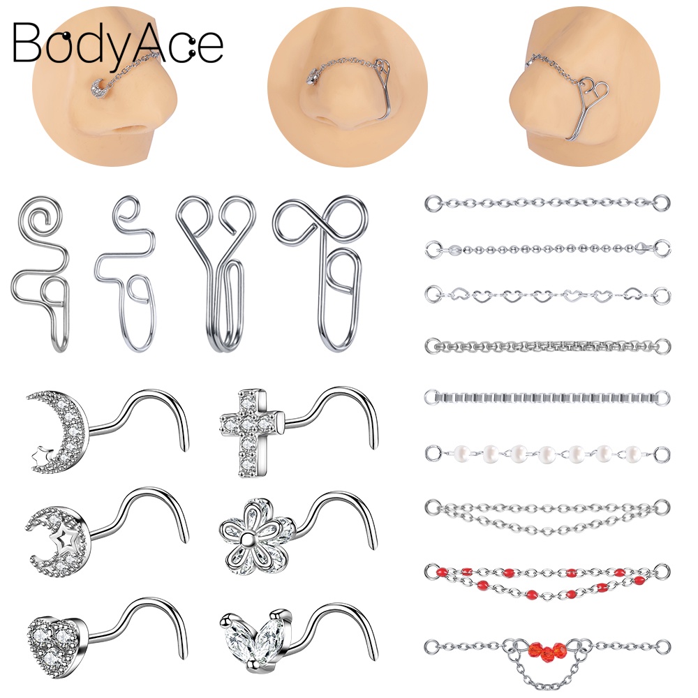 Set 10-16 Khuyên Mũi Bằng Thép Không Gỉ Cá Tính