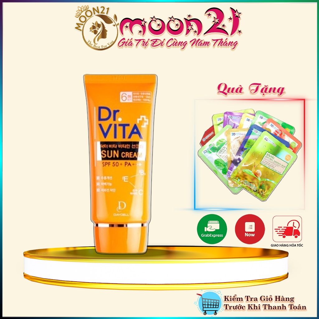 Kem chống nắng dược mỹ phẩm nâng tone Hàn Quốc Daycell Dr.Vita Spf50/PA++++ 50ml