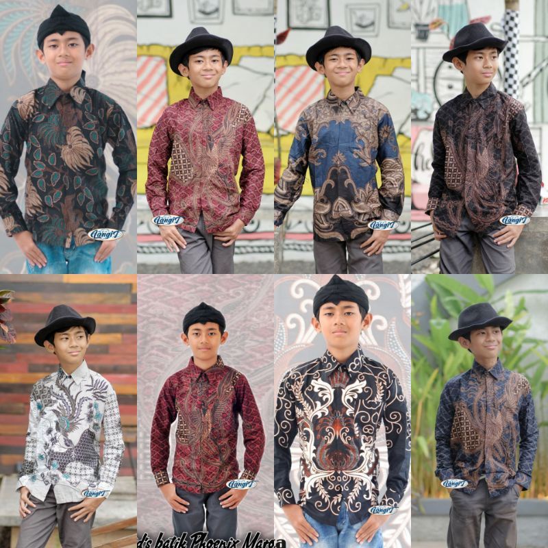 Áo Sơ Mi batik Dài Tay Thời Trang Cho Bé 2-12 Tuổi