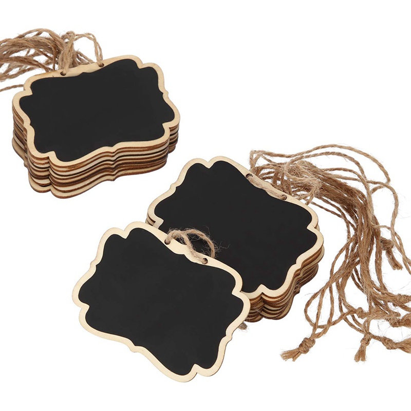 Bộ 36 Tấm Bảng Đen Mini Bằng Gỗ Hai Mặt Kèm Dây Treo Tiện Dụng