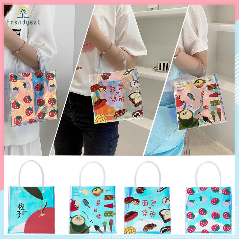 Fashion Women Laser Food Printing Shopping Bag Casual Small Tote Handbags