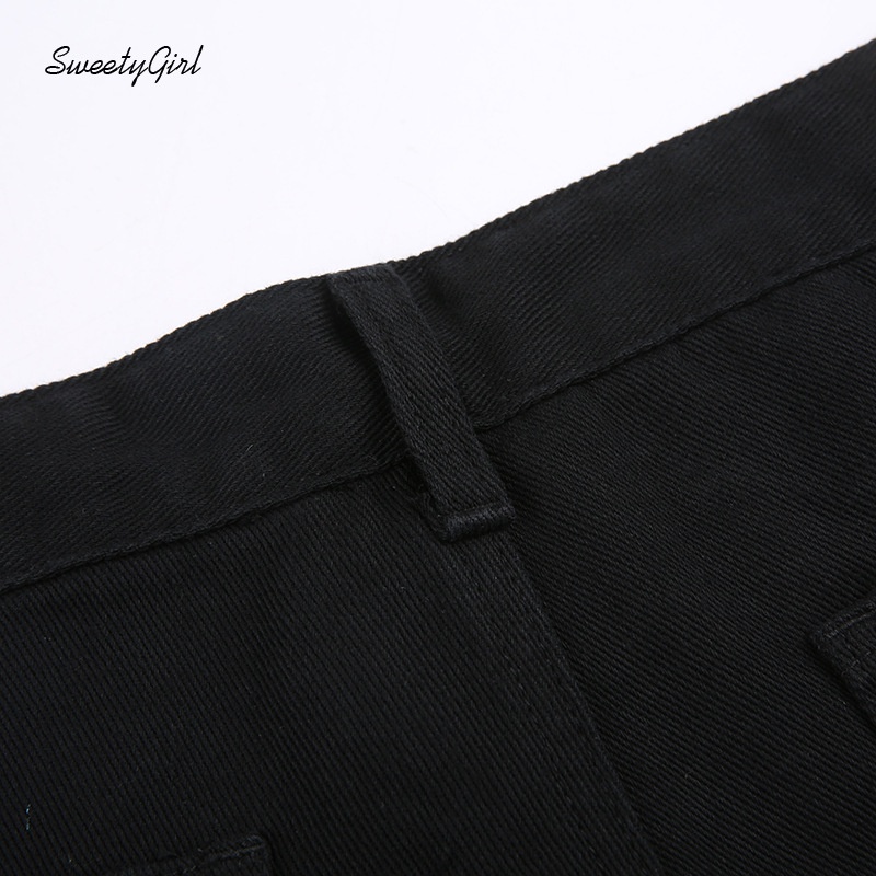 Quần Jean Dài Lưng Cao Màu Đen Trơn Có Khóa Kéo Thời Trang 2022 Cho Nữ