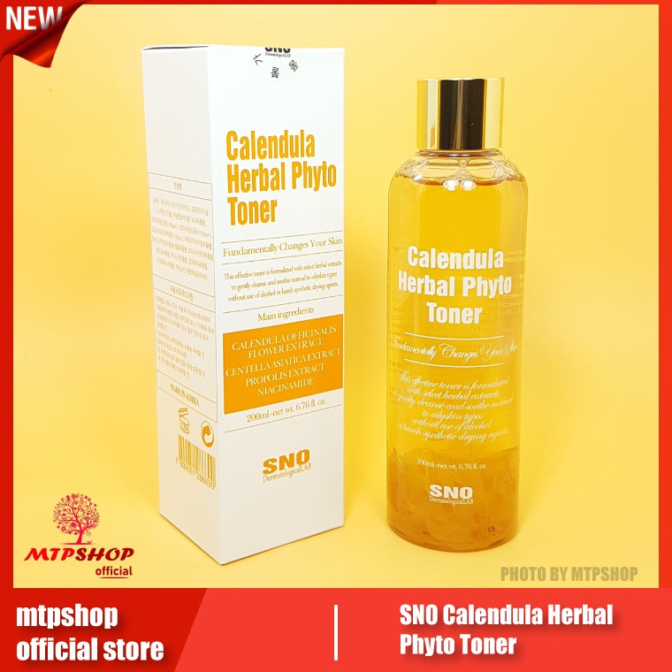 Nước Hoa Cúc Chứa Cánh Hoa Tươi SNO Calendula Herbal Phyto Toner 200ml