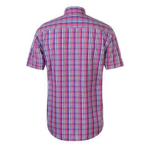 [Cotton][100%] Áo sơ mi ngắn tay Pierre Cardin Check Short Sleeve Shirt Mens (Pink/Blue - Size EU - Xách tay UK)