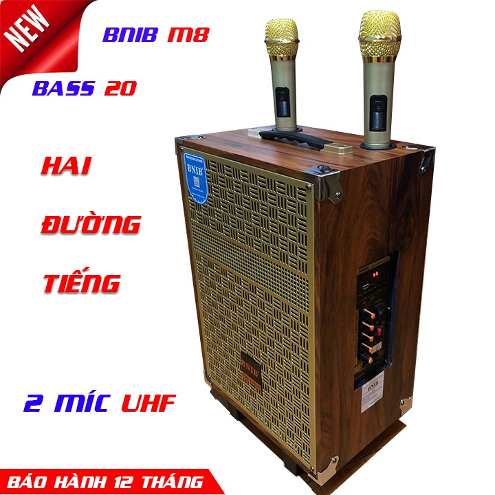 LOA KÉO BNIB M8 ÂM THANH SỐNG ĐỘNG, KIỂU DÁNG BẮT MẮT, KÈM 2 MÍC KIM LOẠI CAO CẤP XỊN SÒ
