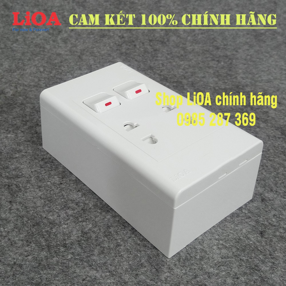 Combo 2 ổ cắm điện 2 chấu + 2 công tắc đèn lắp nổi LiOA