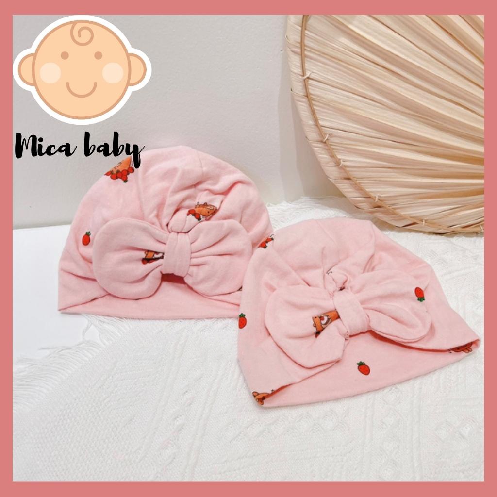 Mũ nón turban hồng hình gấu dễ thương cho bé Mica baby MTB87
