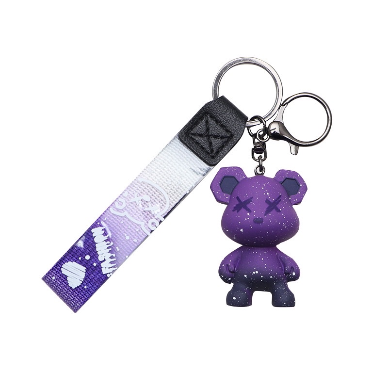 Móc khoá gấu đá, móc khoá treo balo, túi xách, làm quà tặng