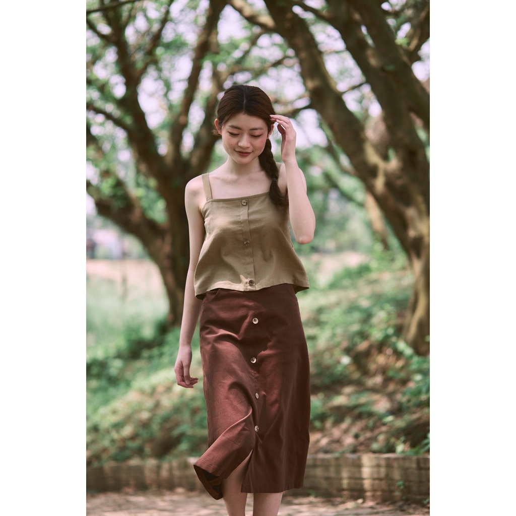 Chân váy nâu nhung tăm