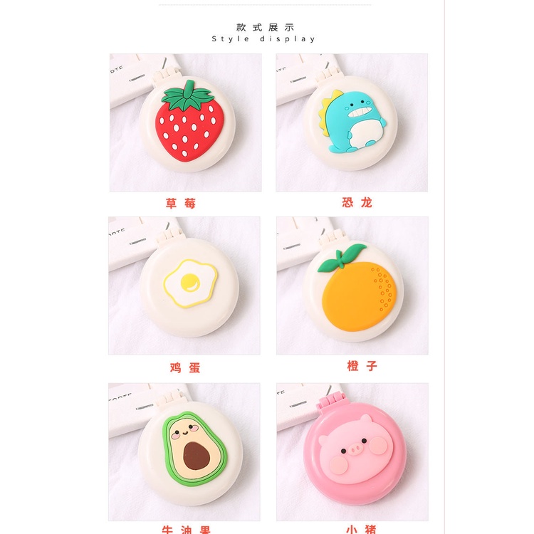 Lược Chải Tóc Túi Khí Bằng Nhựa Kèm Gương Trang Điểm Gấp Gọn Họa Tiết Hoạt Hình Dễ Thương Dành Cho Bạn Gái 202