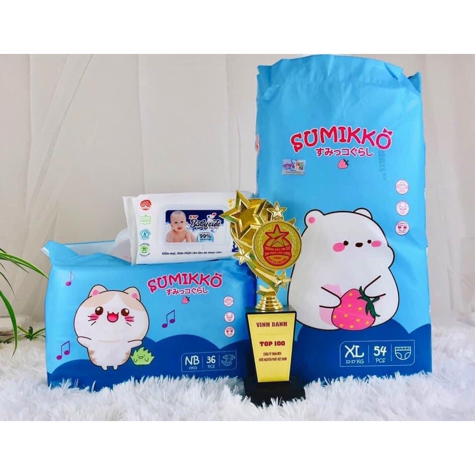 Bỉm quần tã dán SUMIKKO Bỉm mùa hè chống hăm, vách ngăn chống tràn 3D hai lớp NB36/S72/M66/L62/XL54/XXL50 Shop Bé TiTi