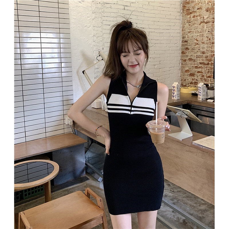 Cocory vn Đầm Mini Dáng Ôm Họa Tiết Kẻ Sọc Thời Trang Mùa Hè Quyến Rũ Cho Nữ