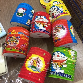 [tặng đèn cầy]Đèn Trụ giấy trung thu nhiều màu- in hoạt hình--xưởng SX