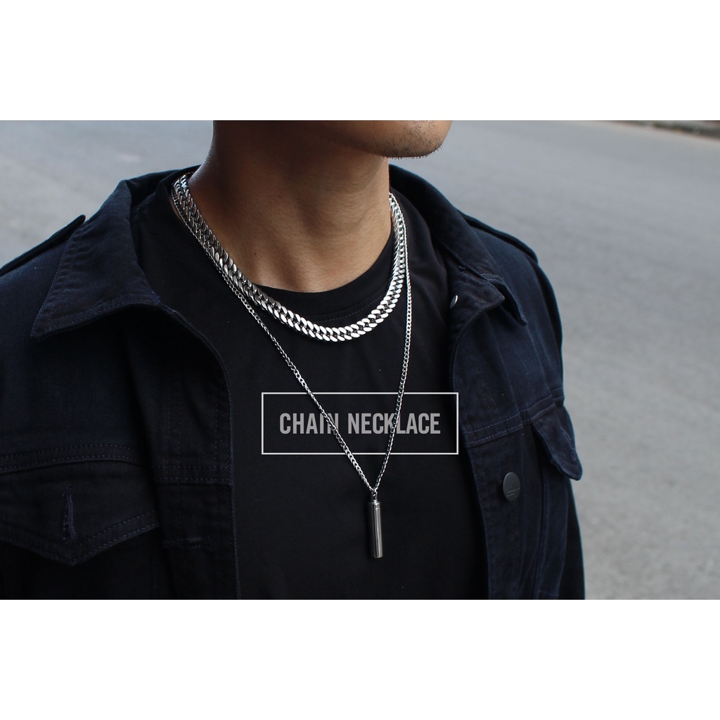 [ Sale off 30% COMBO ] Combo dây chuyền + vòng tay xích Titan KHÔNG GỈ