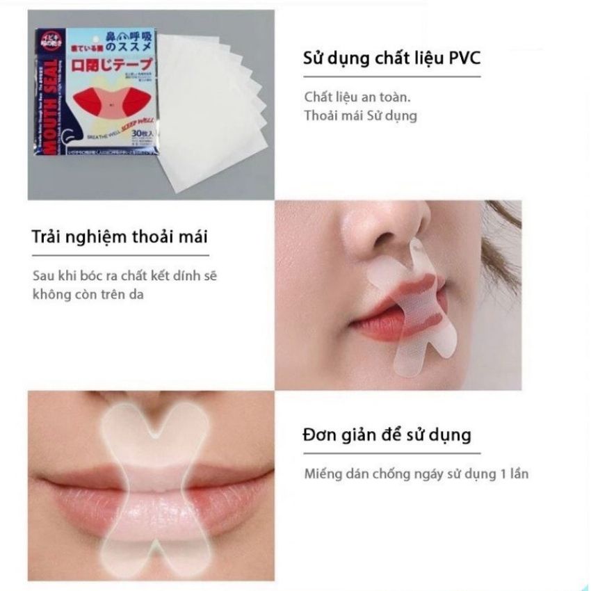 Gói 30 Miếng Dán Chống Ngáy Ngủ Mouth Seal M1, Miếng Dán Chống Hở Miệng Khi Ngủ Dành Cho Nam Và Nữ Dùng Được Cho Trẻ Em