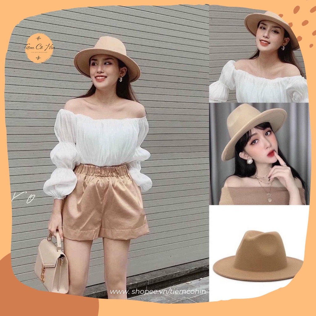 Mũ nón Fedora dạ cao cấp Tiệm Cô Hìn dùng 4 mùa nhiều màu sắc để lựa chọn ship hàng 1h lỗi hỏng 1 đổi 1
