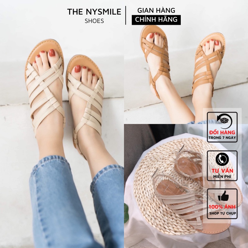 Giày sandal dây da bò khoét eo - THENYSMILE - Hasu