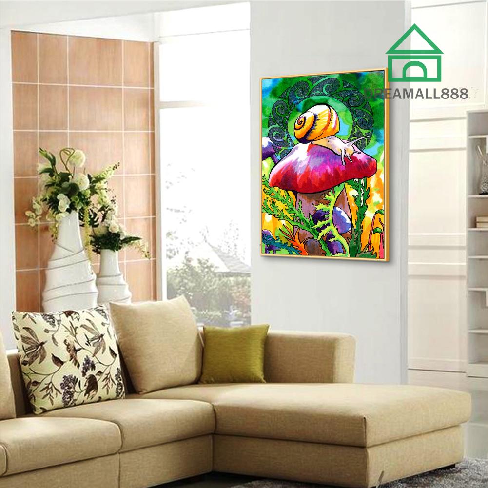 ✡ Fake flower  Draw Resin Full Round Diamond Painting Mushrooms Snails Handmade Wall Picture Kits