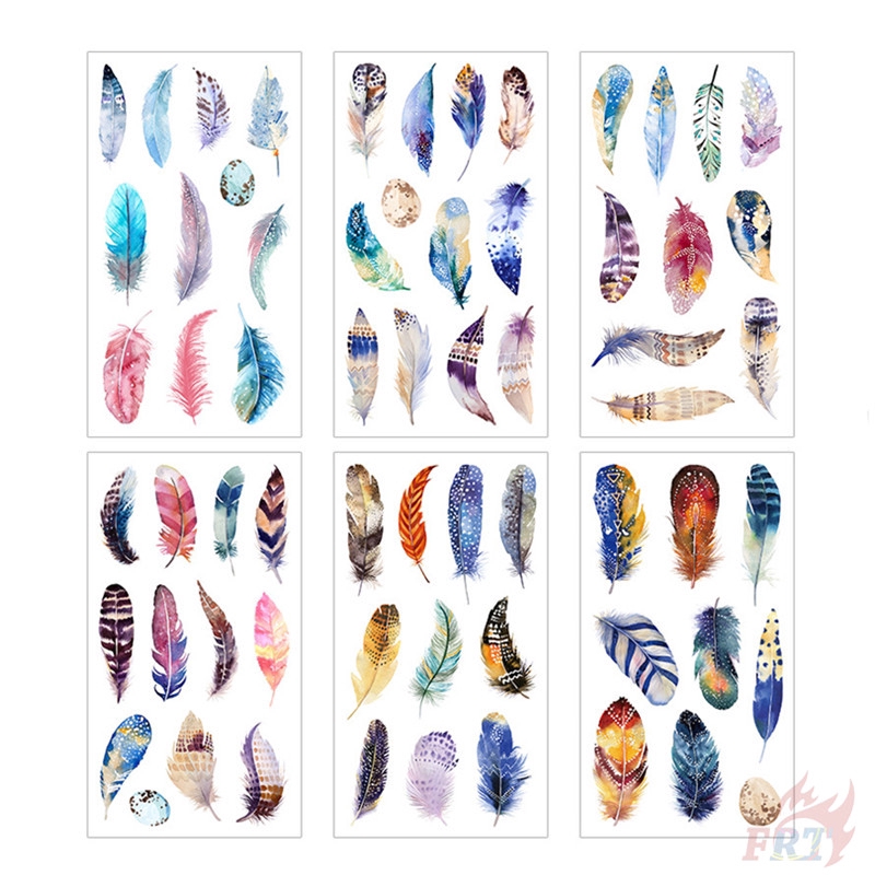 &gt; Ready Stock &lt;❉ Original Fashion Giấy và decal dán tường ❉6Sheet/set Colorful Dream Feather Decals Stickers