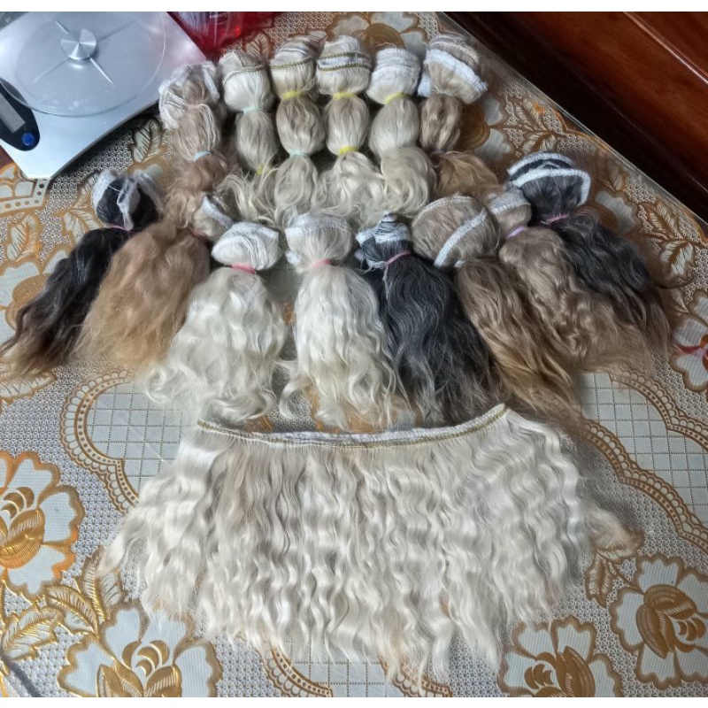 Lông dê may tóc làm Wig Búp bê - dài 1m  16-18 cm