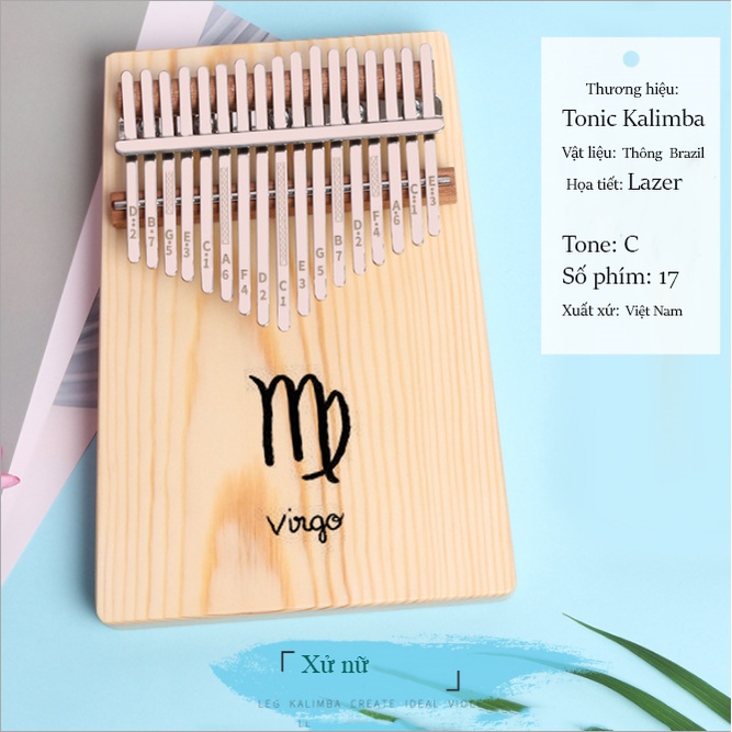 Đàn kalimba 17 phím khắc lazer 12 cung hoàng đạo- giá rẻ cho bạn mới