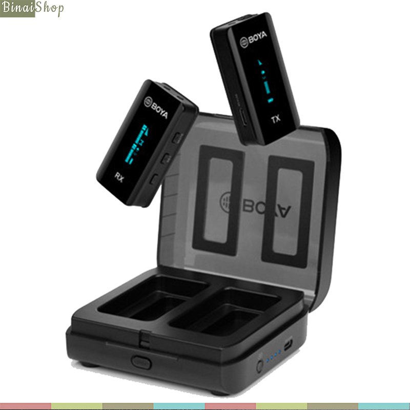 Boya  BY-XM6-S2 - Micro Cài Áo Không Dây 2.4GHz, Phạm Vi 100m, Màn Hình OLED Dành Cho Smartphone, Laptop, Máy