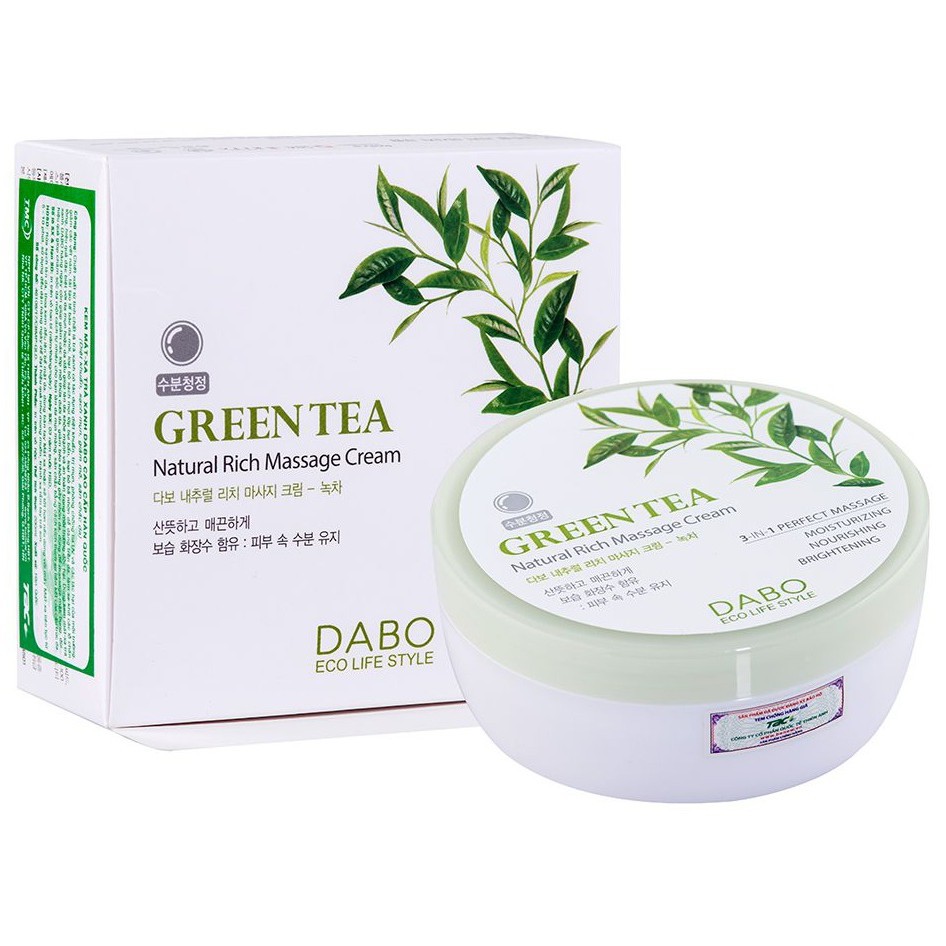 Kem mát xa căng cơ da mặt Dabo Natural Rich Massage Cream Aloe 200ml/Hộp- Hàng chính hãng