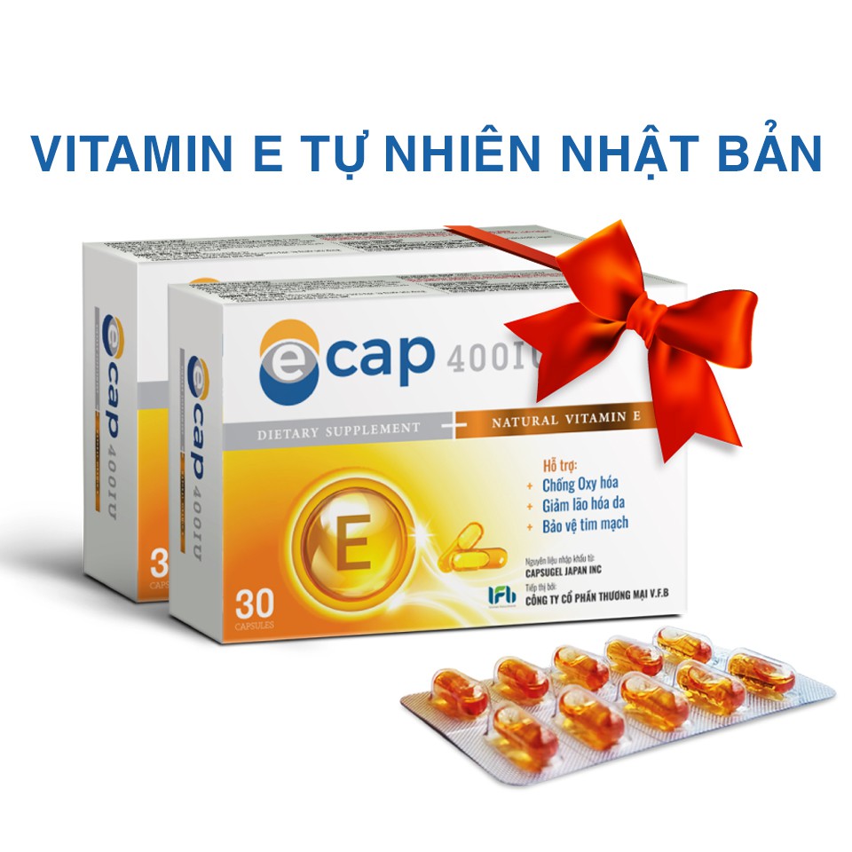 2 Hộp Vitamin E tự nhiên Nhật Bản Ecap [TẶNG 2 MẶT NẠ HÀN QUỐC] - VIên uống Đẹp Da, Chống Lão Hóa