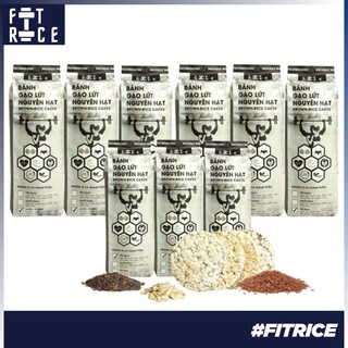 Combo 3 gói Bánh gạo lứt ăn kiêng FitRice (mỗi gói 500g) - Các vị Yến mạch, Huyết rồng, Đương ăn kiêng, Mix 3 vị